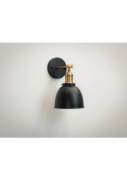 Retro,vintage 1,rustik Eskitme Mafsal,tij Siyah Başlık 1XE27 Duylu Tekli Metal Duvar Aplik