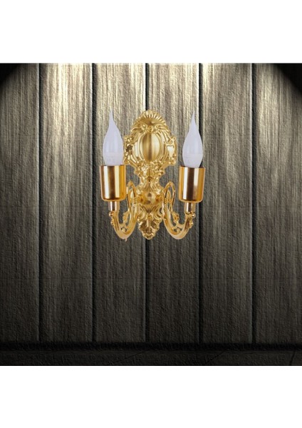 Metal Gold Kaplama Duvar Aplik Iki Kollu Klasik Saray Model AP0001 modelleri