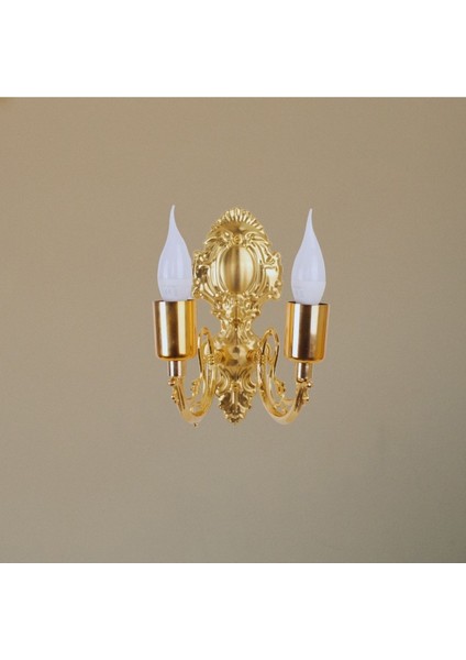 Metal Gold Kaplama Duvar Aplik Iki Kollu Klasik Saray Model AP0001 fırsatları