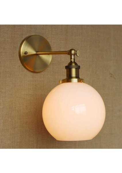 Mylights Rustik Vintage Eskitme Opal Camlı Aplik Duvar Lambası Okuma Lambası