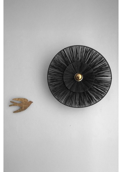 Siyah Renk Rafya Yuvarlak Modern Duvar Lambası Duvar Apliği fiyatları