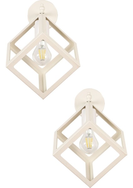 Küp Aplik 2 Adet Beyaz