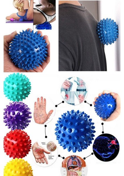 Profesyonel Fitness Cardio Pilates Büyük Boy 8 cm Dikenli Kas Duyu Uyarıcı Masaj Topu Spor Set
