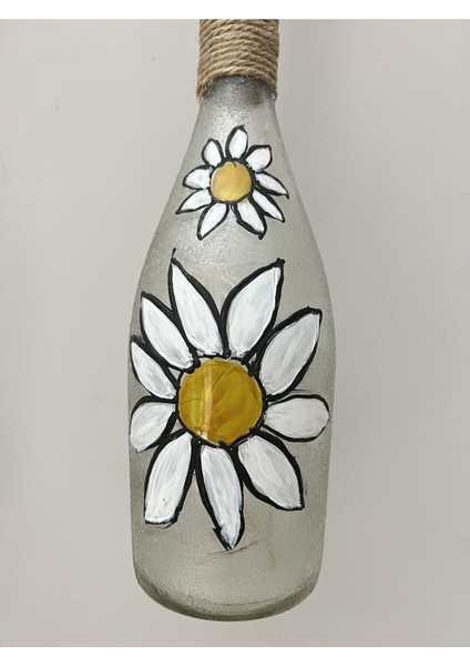 Peri LED Işıklı Sarı Ahşap Renkli Vitray Cam Salon Bar Bahçe Dekoru Şampanya Şişesi Aplik 2'li Set