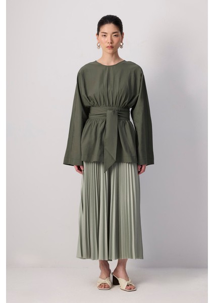 Bağlama Detaylı Poplin Tunik