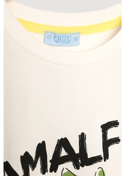 Amalfi Yazı Baskılı Limonlu Tişört Ekru fiyatları