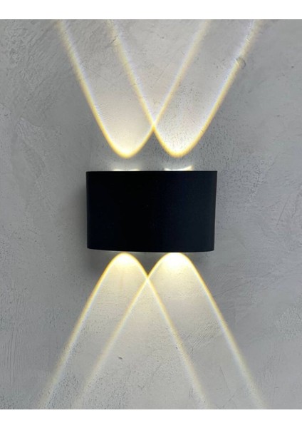 U2 Uranüs Siyah Kasa 10 W. Gün Işığı Dekoratif Çift Yönlü Iç ve Dış Mekan Bahçe Balkon Teras Aplik