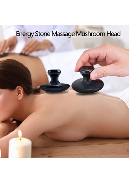 Doğal Mantar Masaj Taşı, Bazalt Volkanik, Tüm Vücut Spa ve Güzellik Bakımı Siyah