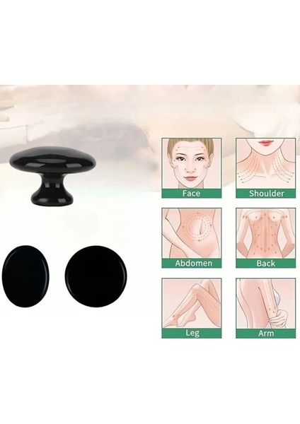 Doğal Mantar Masaj Taşı, Bazalt Volkanik, Tüm Vücut Spa ve Güzellik Bakımı Siyah