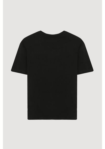 Bisiklet Yaka Oversize Basic Tişört Siyah modelleri