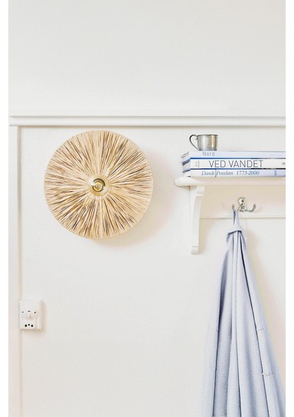 Doğal Renk Rafya Yuvarlak Modern Duvar Lambası Duvar Apliği fiyatları