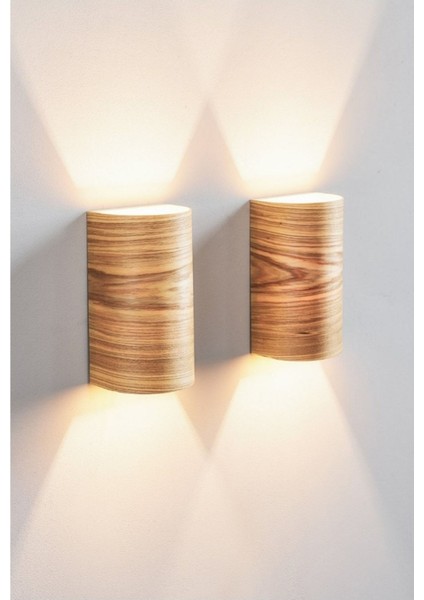 Bombe Kenarlı Yansıtma Tasarımlı Çift Yönlü Ahşap Salon Duvar Aplik Avize - Gu 10 Duy indirimleri