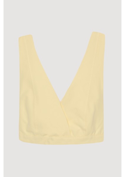 Bağlama Detaylı Kruvaze Büstiyer Bluz Sarı