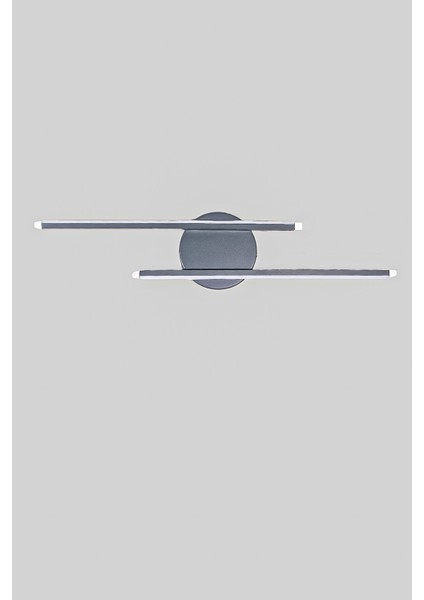 Asya Modern Tasarım Antrasit Renk Gün Işığı Ledli Banyo - Mutfak - Salon LED Duvar 2 Li Aplik