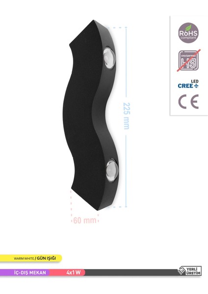 4W Çift Yönlü LED Duvar Aplik Iç ve Dış Mekan Dekoratif Aydınlatma fırsatları