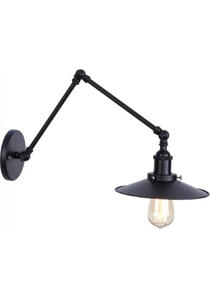 Retro,rustik 1XE27 Duylu Üç Mafsallı Siyah Hareketli Başlık Akrobat Aplik Şapka ÇAPI:23CM modelleri