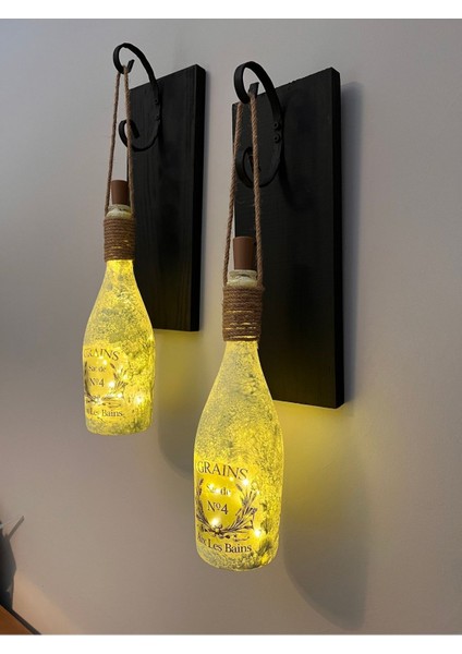 Kopya - Tıpa Peri LED Işıklı Siyah Ahşap Cam Şampanya Şişesi Duvar Aplik 2'li Set fiyatları