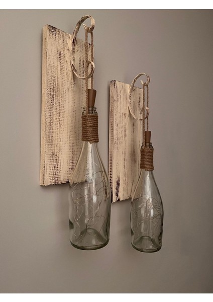 Tıpa Peri LED Işıklı Krem Kahve Cam Şampanya Şişesi Duvar Aplik 2'li Set fırsatları