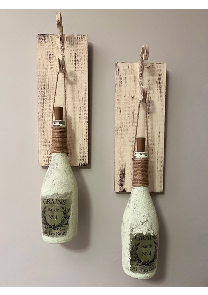 Tıpa Peri LED Işıklı Krem Kahve Renkli Buzlu Cam Şampanya Şişesi Duvar Aplik 2'li Set indirimleri