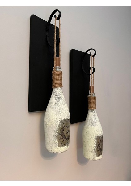Kopya - Tıpa Peri LED Işıklı Siyah Ahşap Cam Şampanya Şişesi Duvar Aplik 2'li Set
