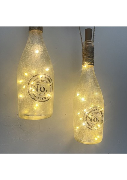 Siyah Erkek Eli Heykeli Dekorlu Pilli Peri LED Işıklı Buzlu Cam Şampanya Şişesi Aplik 2'li Set fırsatları