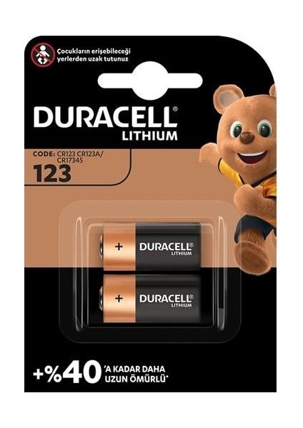 Duracell 123A 3 Volt Lityum Pil 2 Adet