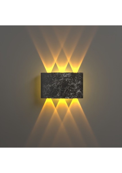 Uranüs Mermer Desen Kasa Amber Işık Ledli Dekoratif Işık Süzmeli Iç Dış Mekan Modern Aplik