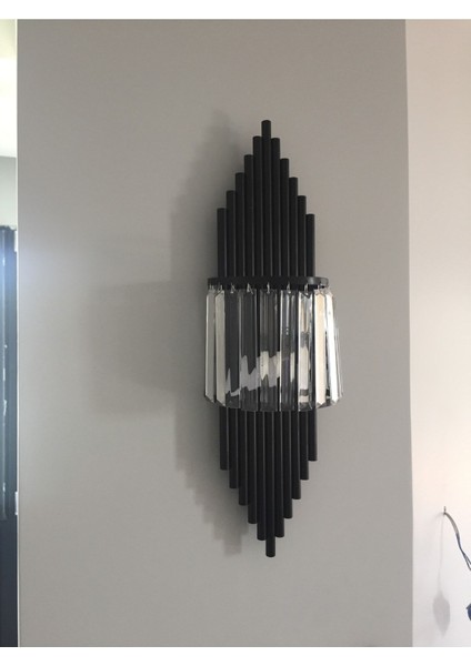 Siyah Renk Aplik Duvar Lambası Salon Koridor Otel Restoran Dekoratif Aplik