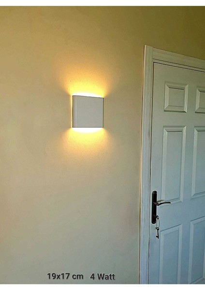 Dekoratif Çift Yönlü Duvar Aplik - 4W - Beyaz Kasa - 19X17CM - (6500K Beyaz Işık) indirimleri