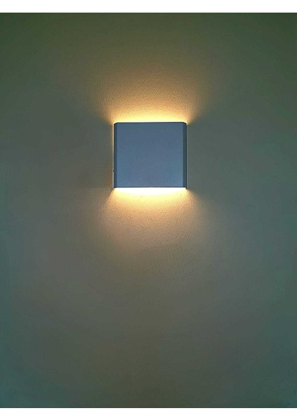 Dekoratif Çift Yönlü Duvar Aplik - 4W - Beyaz Kasa - 19X17CM - (6500K Beyaz Işık)