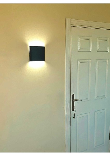 Dekoratif Çift Yönlü Duvar Aplik - 4W - Siyah Kasa - 19X17CM (3000K Gün Işığı)