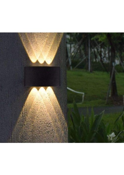 6 Watt Siyah Kasa Gün Işığı Dış Mekan Çift Yönlü Modern LED Aplik ( IP65 )