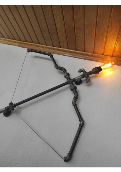 Rustik Aplik Vintage El Yapımı Ok ve Yay Endüstriyel Lamba, Diriliş Ok Yay Duvar Apliği Dekoratif L