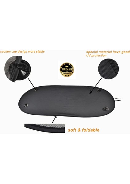 Fiat Albea 2002-2003-2004-2005-2006-2007-2008-2009-2010-2011-2012 Güneşlik Perde Arka Cam Için , Oval Tül Vantuzlu