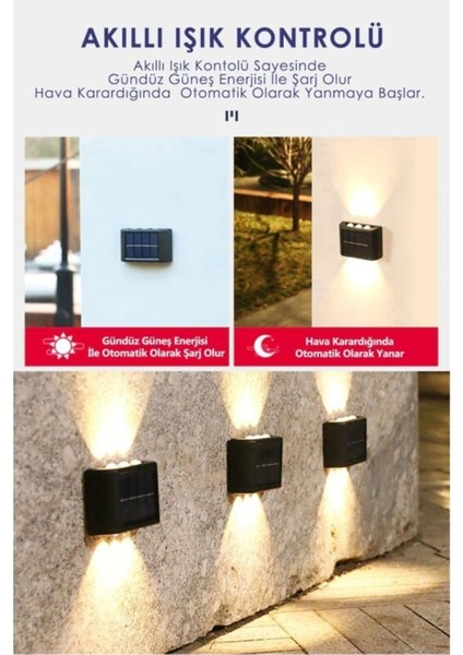 Modern 6ledli Solar Duvar Lamba Dekorasyon Aydınlatma Aplik Güneş Enerji Gün Işığı 2'li fiyatları