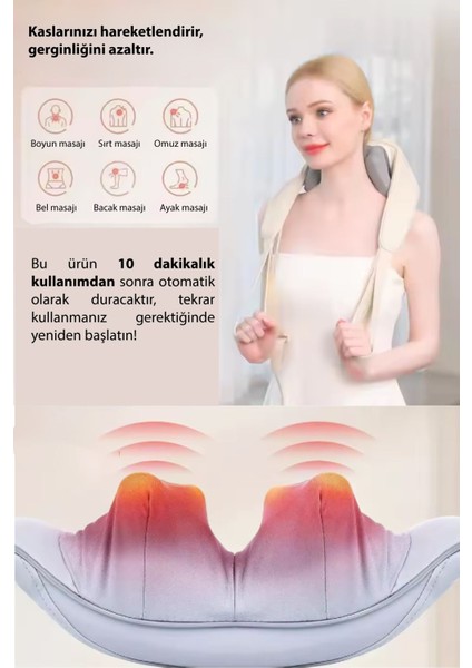 Titreşimli masaj aleti, çoklu bölge kullanımı, şarjlı, hafif, bej renk