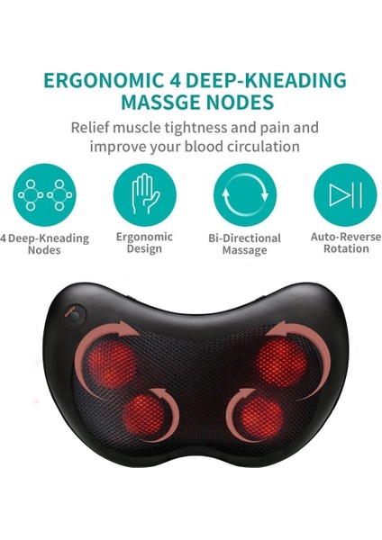 ERG-719 Shiatsu Ovmalı Isıtmalı Masaj Yastığı Boyun, Omuz, Sırt Masaj Aleti fiyatları