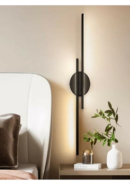 Çift Yönlü Dekoratif LED Aplik 2X50CM Toplam Boy 70CM Siyah Kasa Günışığı