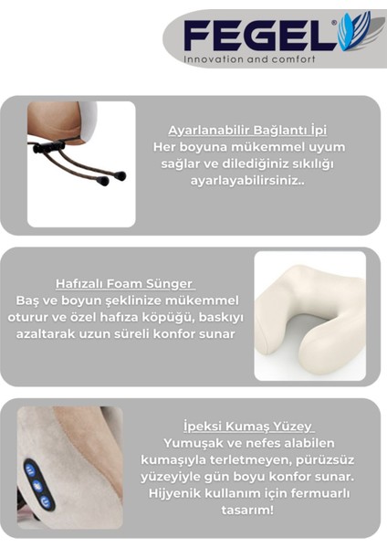 Gri Seyahat Masajlı Boyun Yastığı, Konforlu ve Rahat Seyahat Arkadaşı
