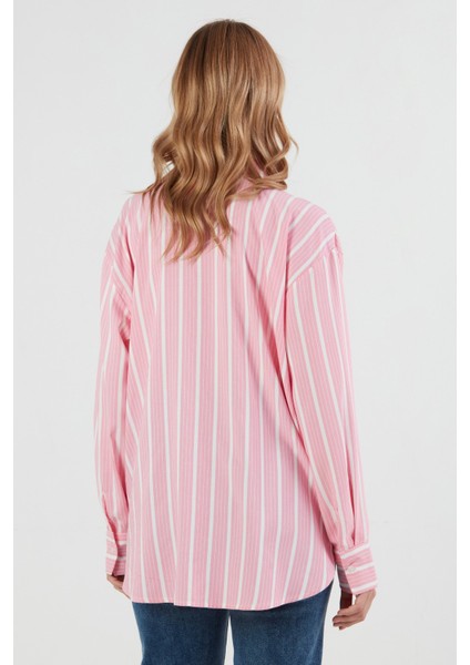 Çizgili Tek Cepli Oversize Gömlek modelleri