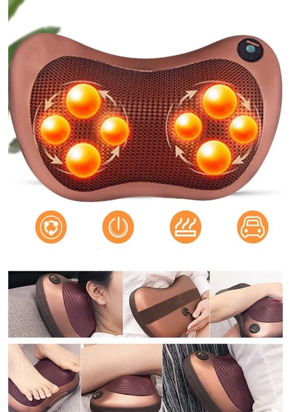 8 Toplu Ovmalı Masaj Yastığı Ayak Bel Boyun Sırt Vücut Omuz Aleti Yeni Model Masaj Yastığı