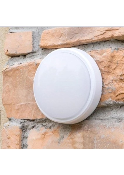 15W Yuvarlak LED Nem Su Geçirmez Banyo Bahçe Modern Tavan Lambası Beyaz Kasa Beyaz Işık 6500K