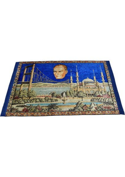 Vintage Ulu Önder Gazi Mustafa Kemal Atatürk Tasvirli Duvar Halısı 5916