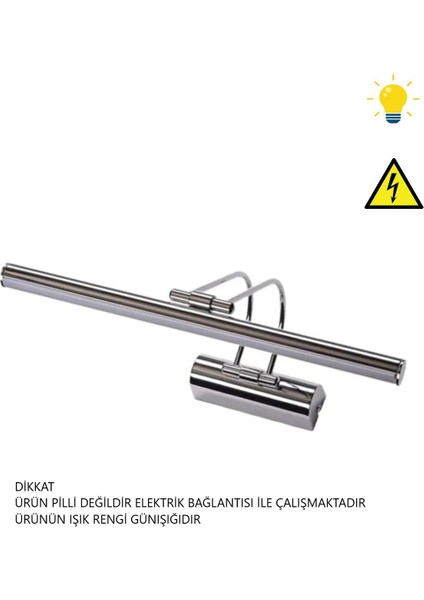 Resim,tablo, Ayna Üstü Banyo Ledli Aplik 220V 5 Renk Krom Flüt Aplik 3000K Günışığı (Pilli Değildir
