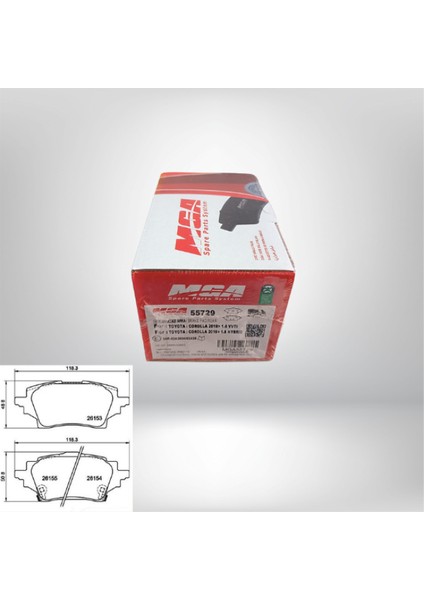 55729 / Toyota Corolla 2019> 1.6 Vvtı - Corolla Hybırd 2019> 1.8 Arka Fren Balatası