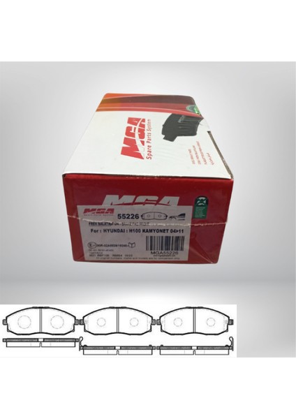 55226 / Hyundaı H100 Kamyonet 04-11 / Kıa Pregıo 01-06 / Bongo 11- Ön Fren Balatası