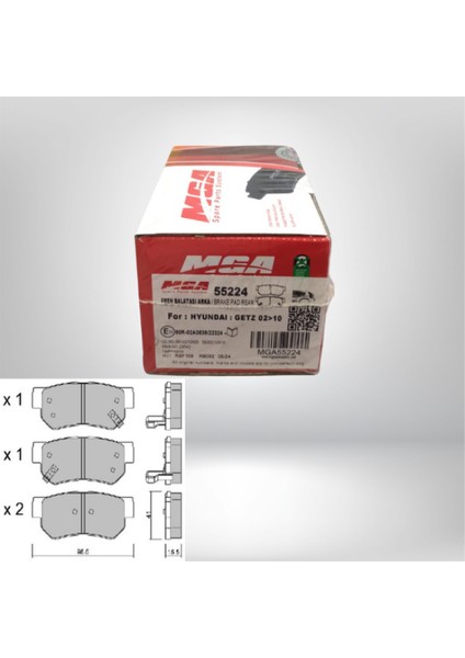55224 / Hyundaı Getz 02-10 Arka Fren Balatası