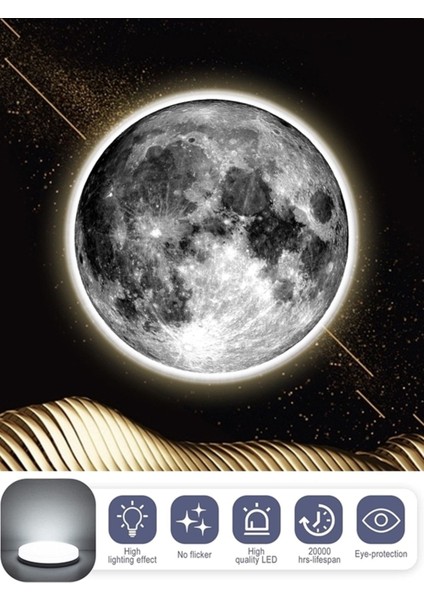 Moon LED Aplik, 30CM Çap, LED 25WATT, Modern, Duvar Aplik, Yatak Odası Aplik, Duvar Lambası, New Ar