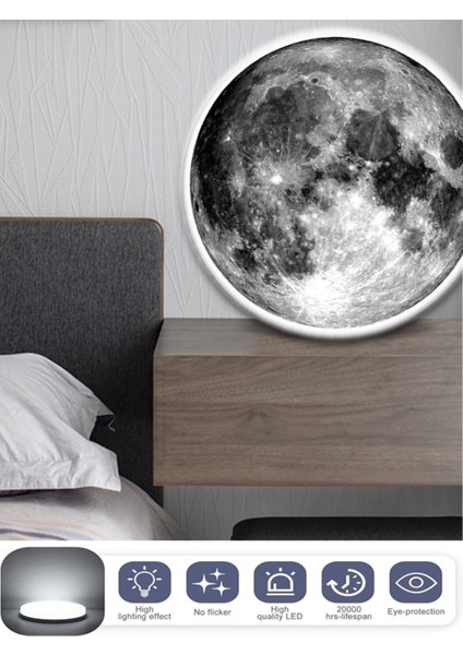 Moon LED Aplik, 30CM Çap, LED 25WATT, Modern, Duvar Aplik, Yatak Odası Aplik, Duvar Lambası, New Ar