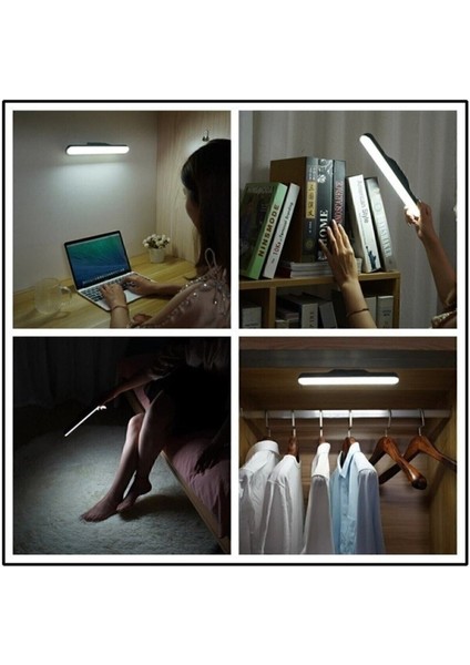 Şarjlı Kolay Taşınabilir Mıknatıslı LED Işık Kablosuz Kademeli 3 Renk Aplik Abajur